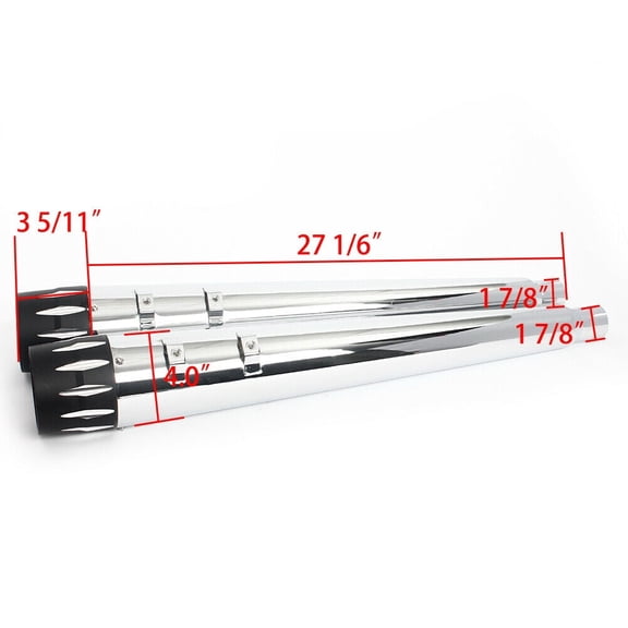 Chrome 4" Slip On Muffler Dual Exhaust Pipes for Harley Touring Bagger Road King Electra Glide 1995-2016