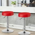 thumbnail image 2 of Costway 1 PC Round Backless Bar Stool Adjustable Swivel Pub Chair U Leather with Footrest Red, 2 of 11