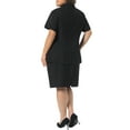 thumbnail image 3 of Agnes Orinda Women's Plus Size 2 Piece Skirt Suit Set Short Sleeve Blazer and Pencil Skirts Set Business Formal Outfits with Pocket 1X Black, 3 of 6