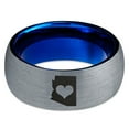 thumbnail image 2 of Tungsten Arizona The Grand Canyon State Heart Band Ring 8mm Men Women Comfort Fit Blue Dome Brushed Gray Polished, 2 of 4