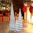 thumbnail image 2 of Northlight Glittered Cone Tree Christmas Decoration - 23.5 - White and Silver - Set of 3, 2 of 6