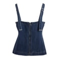 thumbnail image 2 of Daznico Womens Denim Corset Tank Top Square Neck Wide Strap Sleeveless Casual Summer Everyday Blouse,XL, 2 of 5