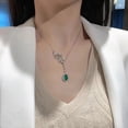 thumbnail image 2 of High-end emerald necklace light luxury emerald clavicle chain full of diamond clavicle chain water drop pear-shaped colorful treasure pendant female, 2 of 5