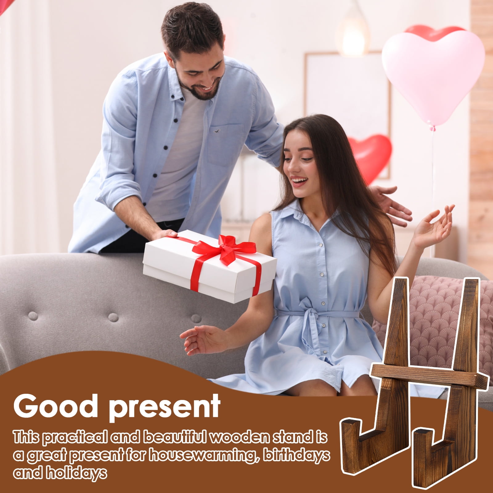4 Pcs Wooden Plate Display Stand 8.66 Inch Plate Holder for Decor Wooden Picture Frame Holder Stand Decorative Table Top Easels for Home