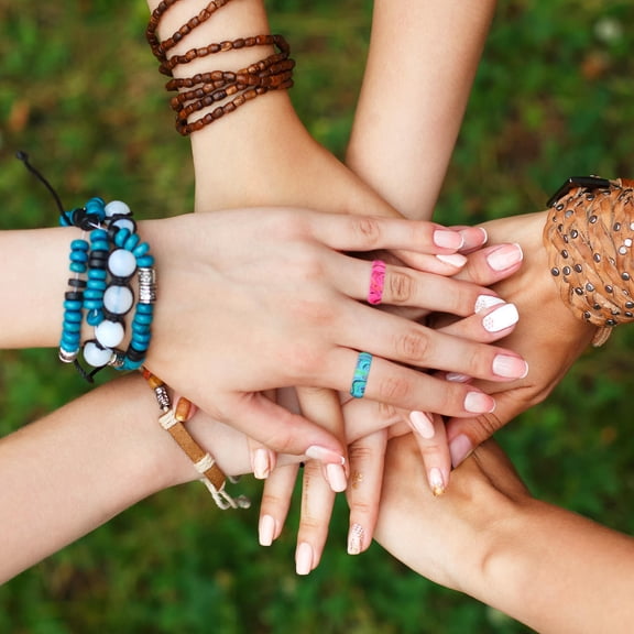 KALLORY Set of 3 Stackable Silicone Rings for Women, Assorted Colors, Round Design, Stylish and Cool Accessories