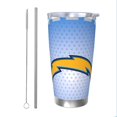 thumbnail image 1 of Taza térmica duradera de acero inoxidable 304 con tapa y pajita con temática del equipo de fútbol de los Chargers Taza térmica de acero inoxidable de 20 oz Taza para automóvil Adecuada para bebidas, 1 of 8