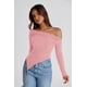 thumbnail image 4 of Remera PRETTYGARDEN Y2K Asimétrica Rosa con Hombros Descubiertos S, 4 of 6