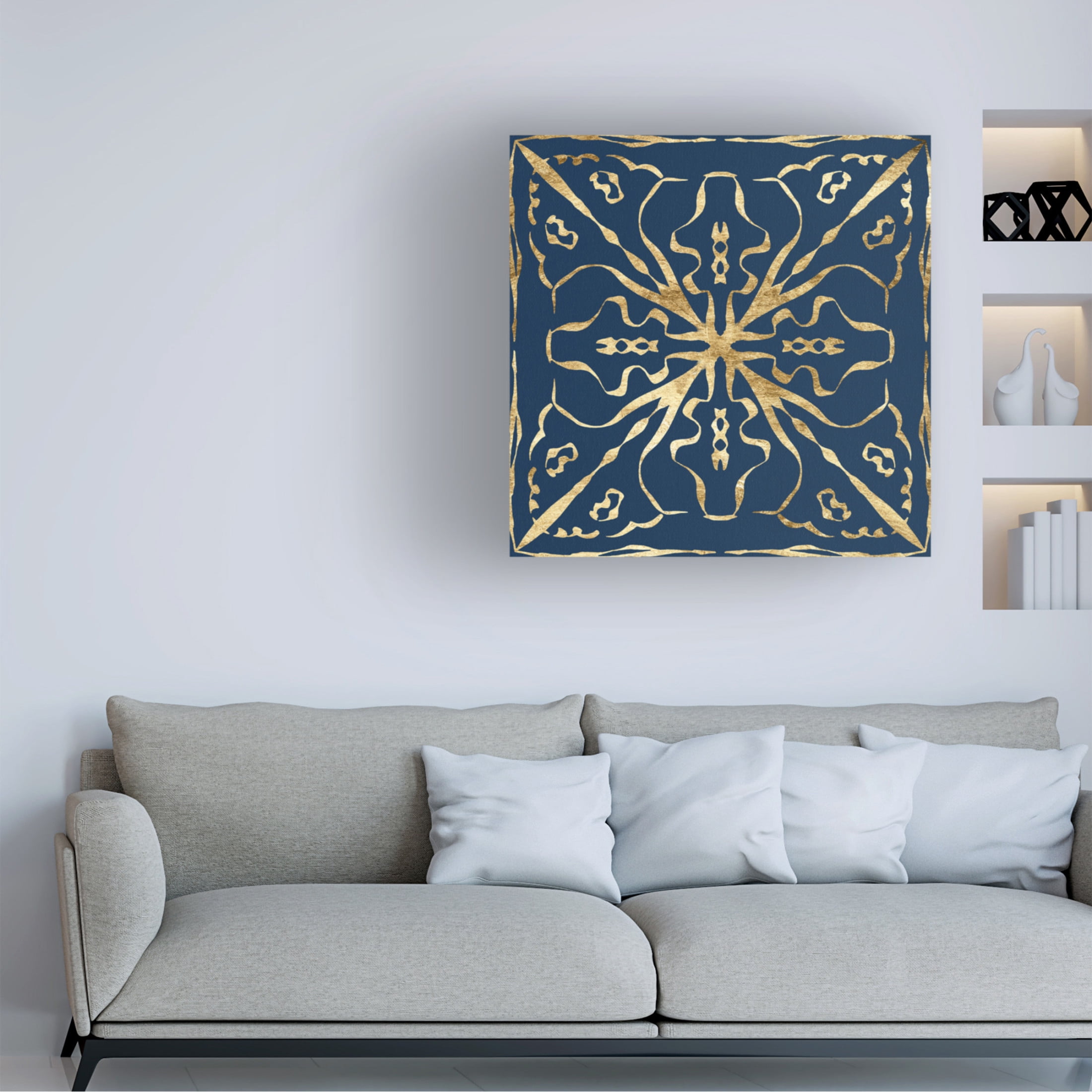 Trademark Fine Art Alonzo Saunders  Motif on Blue III Canvas Wall Art