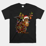 Funny Squirrel Christmas Reindeer Christmas Lights Pajama Shirt