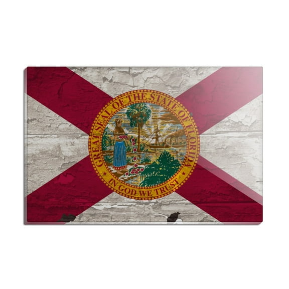 Rustic Florida State Flag Distressed USA Rectangle Acrylic Fridge Refrigerator Magnet