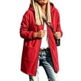 thumbnail image 2 of thefmos Women's Plus Size Hooded Zip Up Sweatshirt Jacket with Pockets Long Length Solid Color Casual Coat Fashion Fall Winter Clothes, Red M, 2 of 5