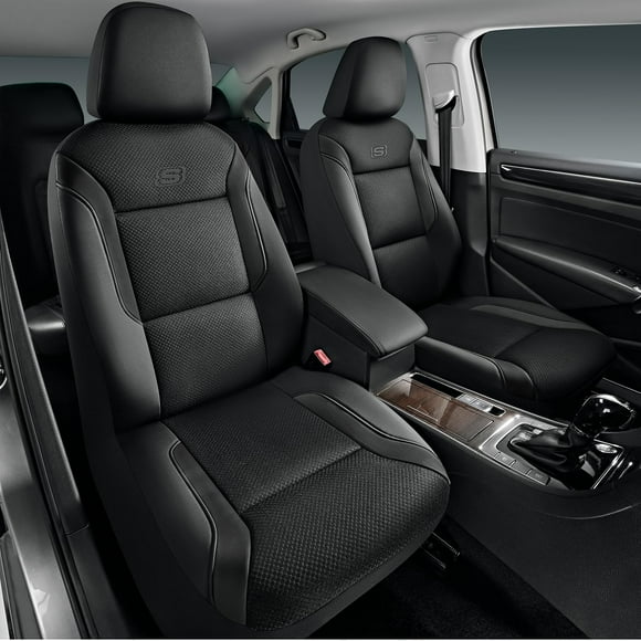Fundas de asiento de coche Skechers de piel viscoelástica negra x2
