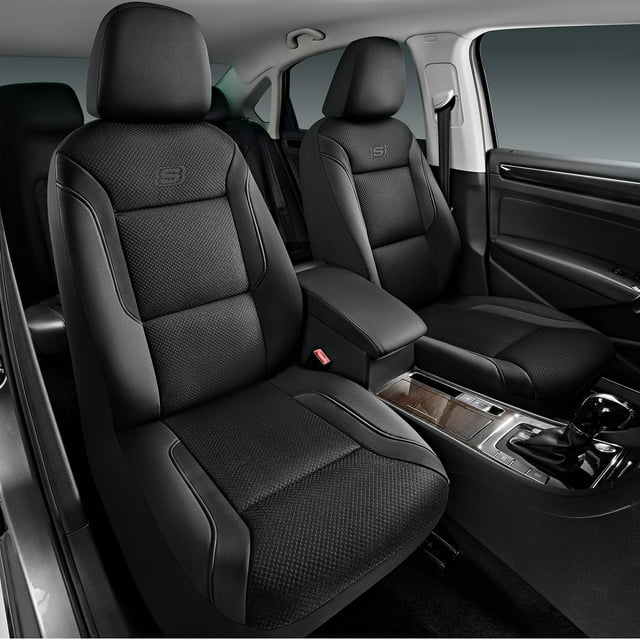 Fundas de asiento de coche Skechers de piel viscoelástica negra x2