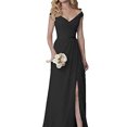 thumbnail image 1 of Vestido de noche de gasa sin mangas con cuello redondo, vestido de dama de honor de cintura delgada, vestido de Temperamnet sólido, vestido de fiesta de graduación, 1 of 5