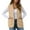 Beige, variant on Women's Fuzzy Fleece Vest Hooded Sleeveless Button Down Solid Color Coat with Pockets Navy XL