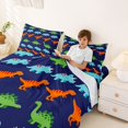thumbnail image 3 of Homewish Lovely Dinosaur Queen Sheets,Jungle Animals Queen Sheet Sets,Navy,4-Piece,1 Flat Sheet, 1 Fitted Sheet and 2 Pillowcases, 3 of 6