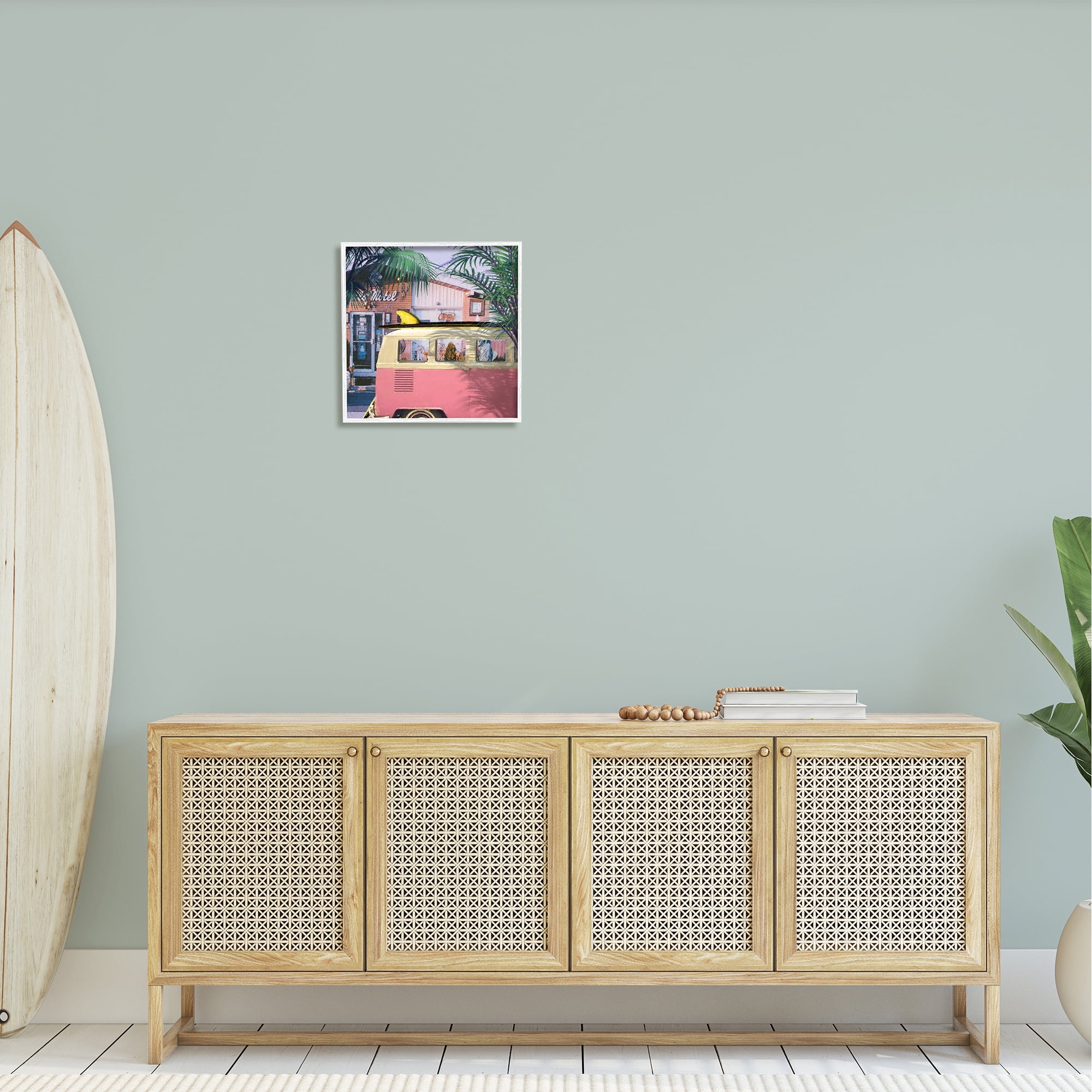 Stupell Retro Summer Palms Vacation Landscape Photography White Framed Art Print Wall Art
