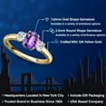 thumbnail image 2 of Gem Stone King 10K Yellow Gold Purple Amethyst and White Topaz Engagement Ring for Women | 1.18 Cttw | Oval Checkerboard 7X5MM | Gemstone February Birthstone | Size 8, 2 of 6