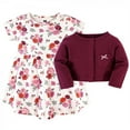 thumbnail image 2 of Hudson Baby Infant and Toddler Girl Cotton Dress and Cardigan 2pc Set, Fall Floral, 9-12 Months, 2 of 4