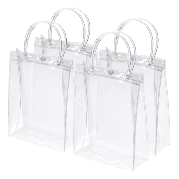 Bolsas de Regalo Transparentes de PVC 9x6.7x2.8" Reutilizables Mini Bolsa de Regalo Tote con Asas, Paquete de 50