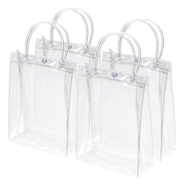 Bolsas de Regalo Transparentes de PVC 9x6.7x2.8" Reutilizables Mini Bolsa de Regalo Tote con Asas, Paquete de 50