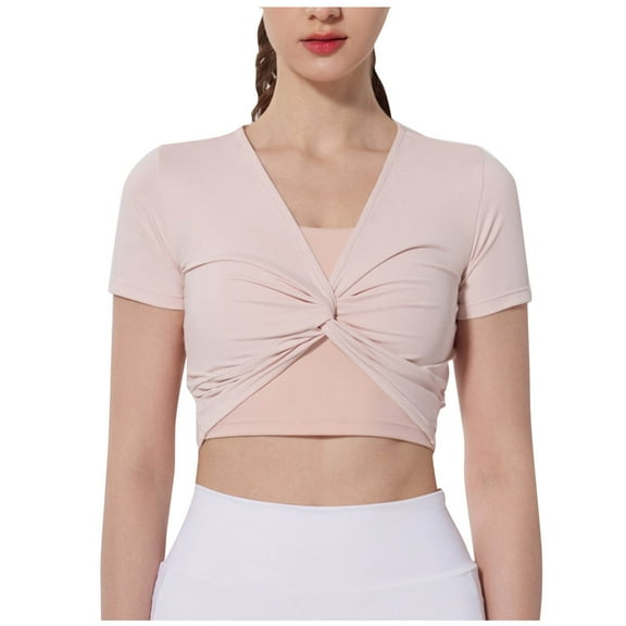 Sexlip Womens Short Sleeve Crop Top Form Fitting Design Stretchy Fabric Casual Silhouette for Night Out Pink S