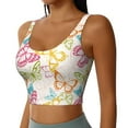 thumbnail image 2 of Goofa Retro Colorful Butterfly Printed Sports Bras for Women, High Impact Running Bra Workout Crop Tank Tops Longline Sports Bra Push up-Small, 2 of 9