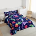 thumbnail image 3 of Homewish Colorful Cartoon Dinosaur Full Size Comforter Sets,Rocket Pattern Bedding Comforter Set,Constellation Print Galaxy Planet Bedding Sets For Boy,Microfiber Bedroom Decor Reversible,3-Piece, 3 of 8