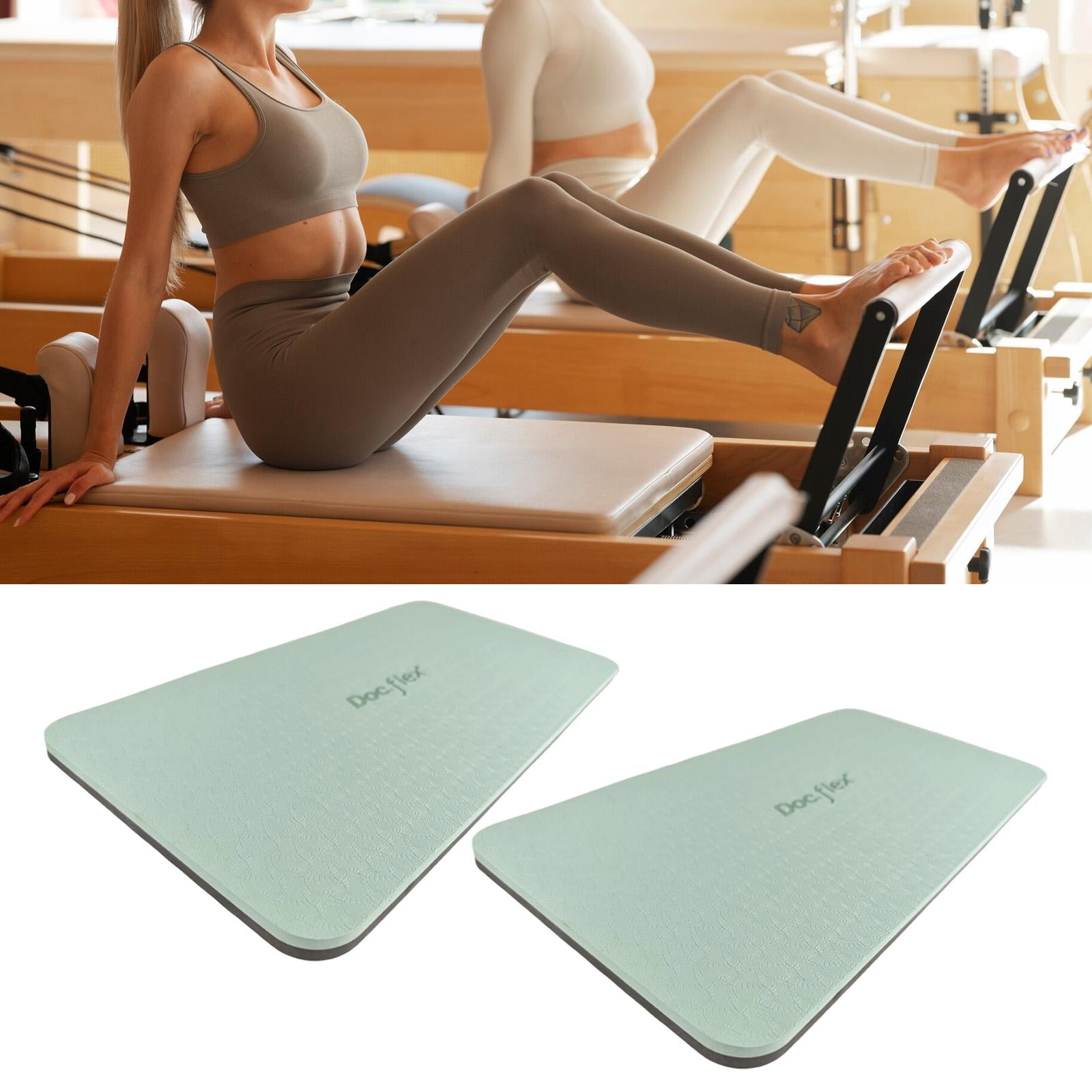 2 Pieces Pilates Yoga Mat Exercise Pad Portable TOE Material for Home Gym and Studio Workouts for Women