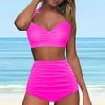 thumbnail image 6 of Hessimy High Waisted Bikini Set for Women Two Piece Tummy Control Vintage Swimsuit Retro Halter Bathing Suit with Bottom(Hot Pink,M), 6 of 8