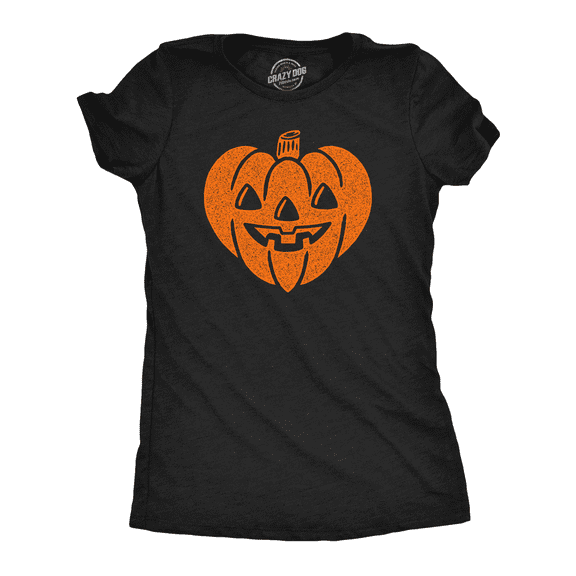 Womens Funny T Shirts Carved Pumpkin Heart Sarcastic Halloween Graphic Tee for Ladies Womens Graphic Tees