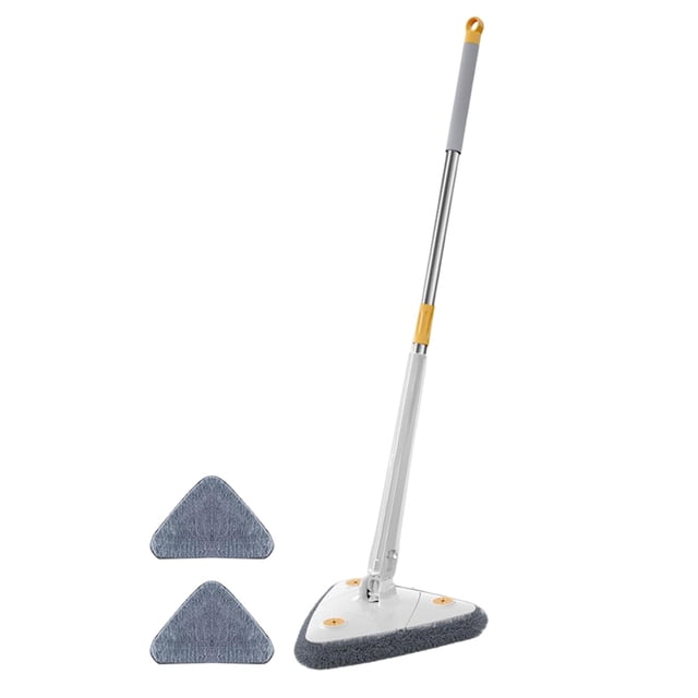 Juego de fregona triangular, limpiador de techo giratorio de 360 grados con almohadillas de fregona, herramienta limpiadora de zócalo de ventana para pared