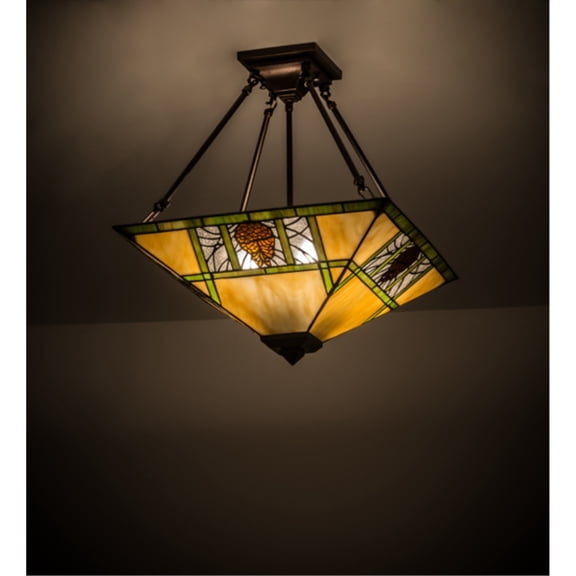 Meyda Tiffany 173628 Pinecone Ridge 4 Light 24" Wide Semi-Flush Ceiling Fixture -