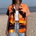 thumbnail image 4 of Yopmin Women's Hawaiian Shirts Palm Tree Lapel Button Down Short Sleeve Beach Shirts Summer Basic Tops for Travel, 4 of 6