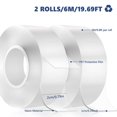 thumbnail image 2 of 6M Ultra Strong Double-Sided, 2 Pieces Of Transparent Double-Sided, Powerful Double-Sided Tape Nano Tape, No Perforation, Reusable, Multifunctional, Washable, Suitable For Carpets And Cars (3M X 2Cm), 2 of 5