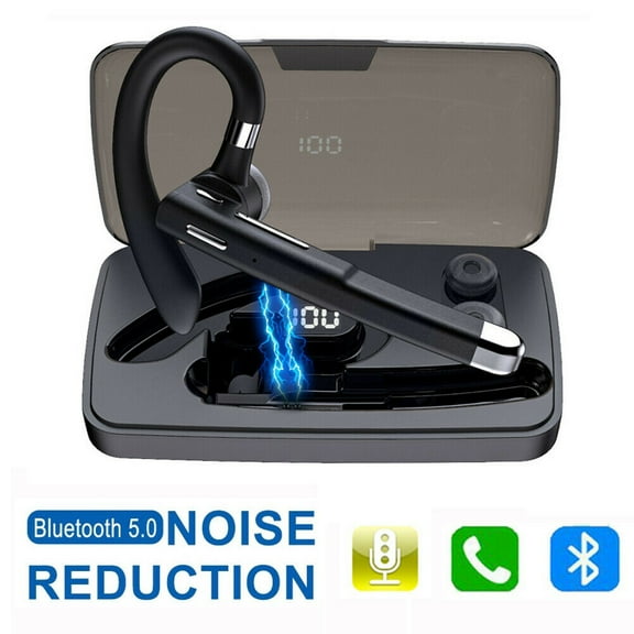 Bluetooth Headset With Charging Case, Wireless Bluetooth Earpiece V4.1 8-10 Hours Talktime Stereo Noise Cancelling Mic, Compatible for iPhone Android Cell Phones Driving/Business/Office (Black)