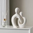 thumbnail image 3 of Escultura romántica de pareja de cerámica blanca para decoración del hogar: estatua de amante abstracta moderna para decoración de sala de estar, oficina y dormitorio, 3 of 4