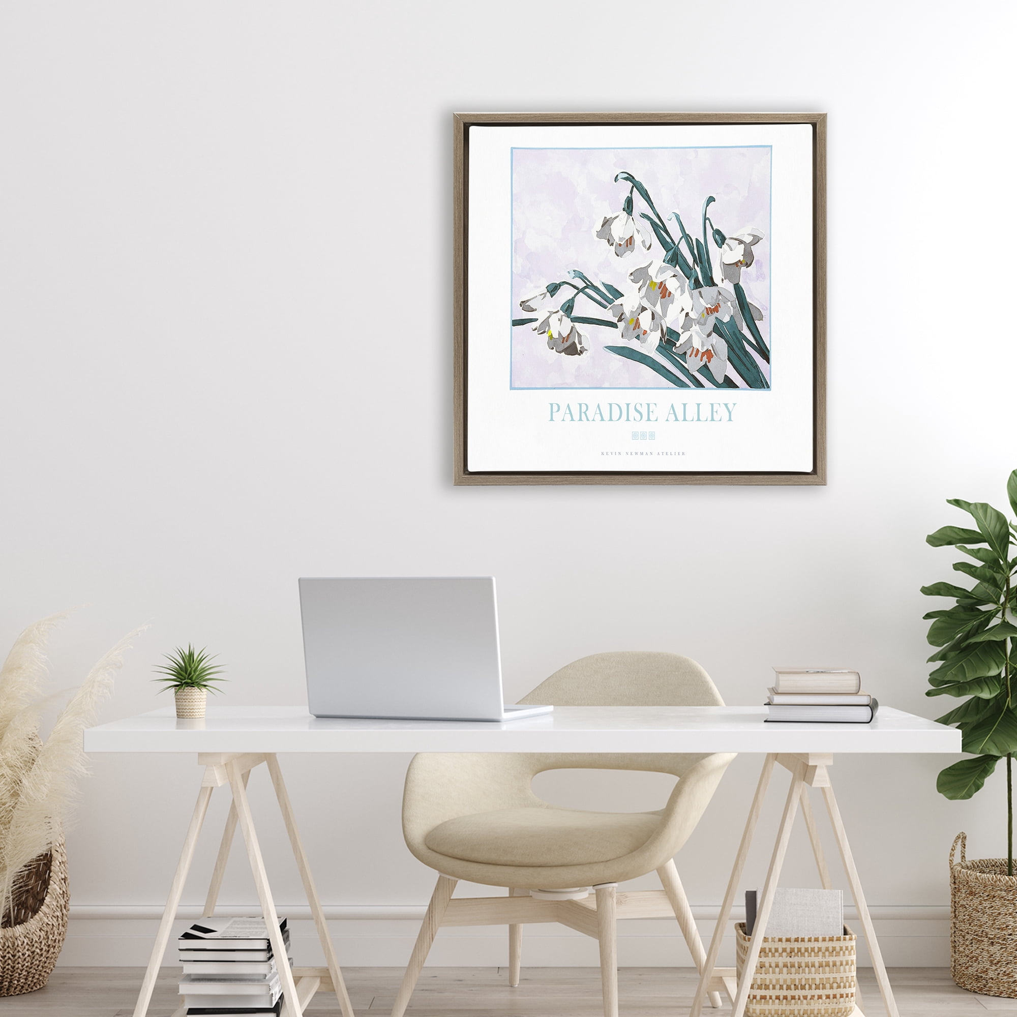Stupell Industries Paradise Alley White Spring Blooms Brown Framed Floater Canvas Wall Art, design by Jadei Graphics