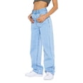 thumbnail image 3 of Women's High Waisted Baggy Jeans Straight Leg Casual Denim Pants, 3 of 6