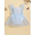 thumbnail image 3 of Infant Baby Girl 2Pcs Outfits Sleeveless Tie Knot Front Smocked Romper Tulle Dress with Headband Set, 3 of 9