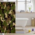 thumbnail image 3 of Manfei Minimalism Camouflage Shower Curtain 72Wx84L, Mid Century Camo Bathroom Shower Curtain, Woodland Green, 3 of 5