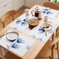 thumbnail image 5 of Light Blue Tulip Placemats Set of 6 Spring Modern Rustic Floral Botanical Place Mats Indoor Wipeable Table Mats Washable Cloth Dining Table Placemats for Kitchen Holiday Party Home Decor 13x19 Inch, 5 of 9