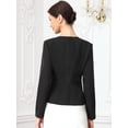 thumbnail image 3 of DARING DIVA Women's Collarless Button Down Long Sleeve Blazer Jacket XS Black, 3 of 6