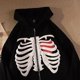 thumbnail image 3 of Chaqueta con capucha y cremallera estilo cárdigan Y2K Harajuku con estampado de calaveras de diamantes de imitación para mujer de Europa y América 2021, 3 of 5