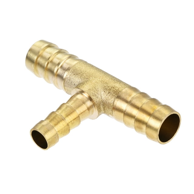 Uxcell Reducing Barb Hose Fitting Tee T Shape Pipe Connector Brass 3/8" x 3/8" x 1/4"