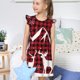 thumbnail image 4 of Balery Christmas Buffalo Plaid Camisón de princesa para niñas, pijama de algodón con mangas abullonadas, suave y bonito.-Small, 4 of 6