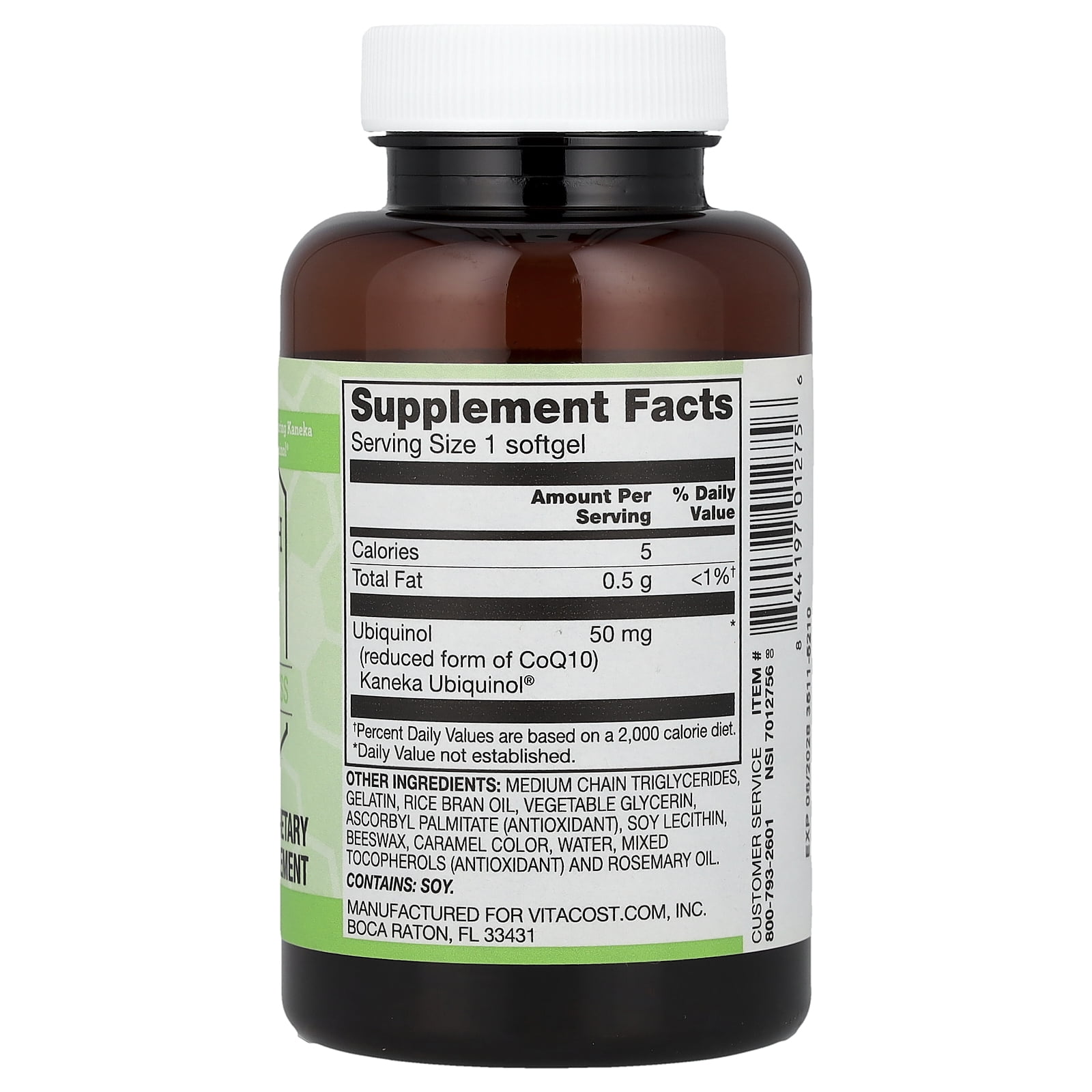 Vitacost Synergy®, Ubiquinol CoQH, 50 mg, 120 Softgels