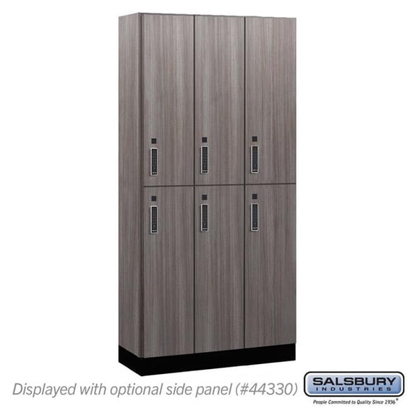 Salsbury Industries 42365SW-E 12 in. Wide Premier Wood Locker - Double Tier - 3 Wide - 6 ft. High - 15 in. Deep - Skyline Walnut - Electronic Locks