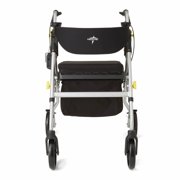 Medline Premium Empower Rollator Walker with Seat, Folding Rolling Walker with 8 in Wheels, Silver Frame
