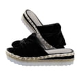 thumbnail image 2 of 1 Pair Women Summer Slippers Thick Sole Anti-skid Wear-resistant Bow Decor Contrast Color Plus Size Low Wedge Braided Vacation Beach Sandals, 2 of 7